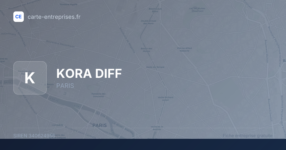 KORA DIFF — 340624956 — fiche entreprise