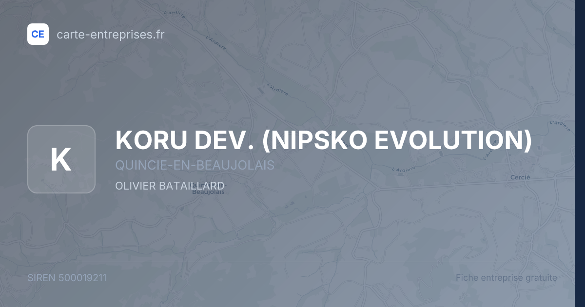 KORU DEV. (NIPSKO EVOLUTION) — 500019211 — fiche entreprise