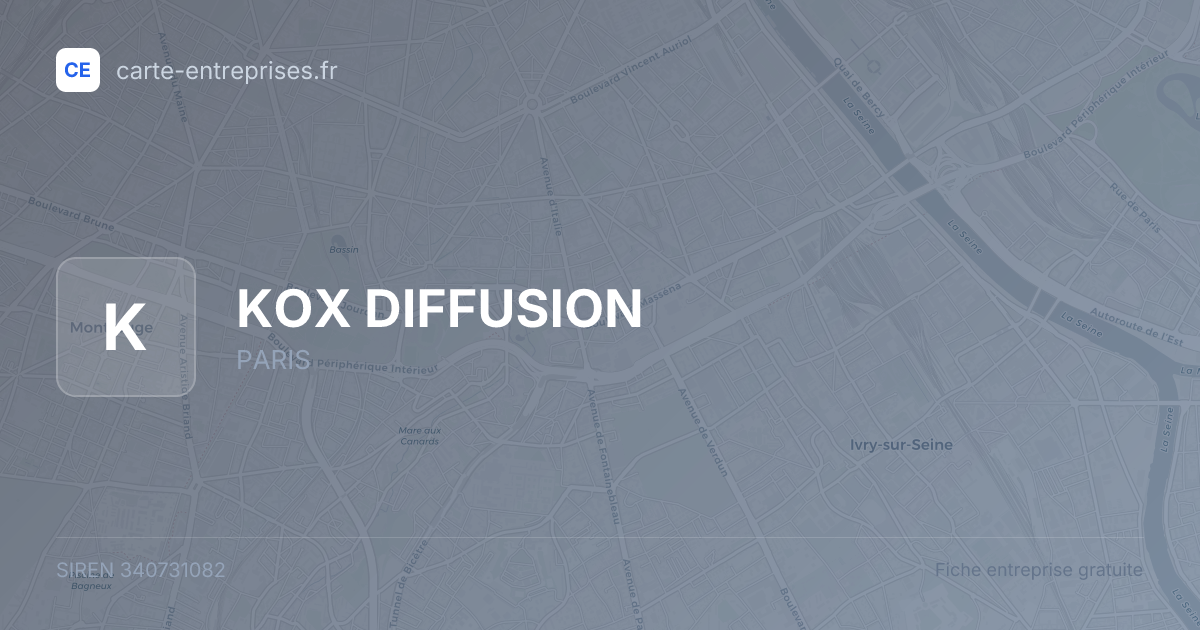 KOX DIFFUSION — 340731082 — fiche entreprise