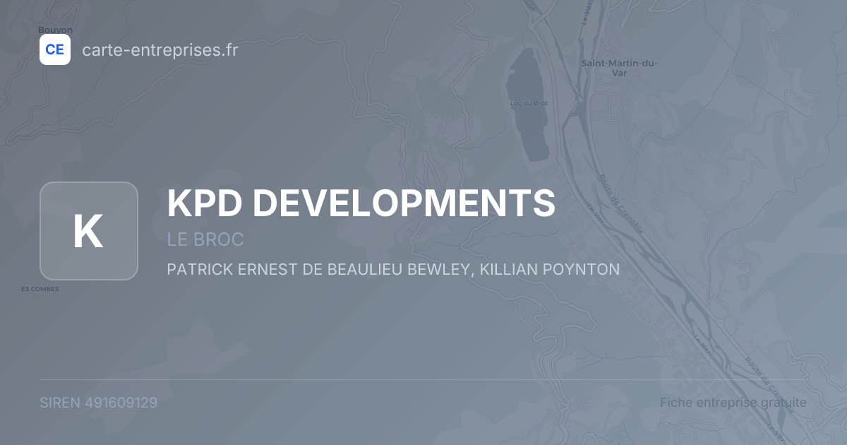 KPD DEVELOPMENTS — 491609129 — fiche entreprise