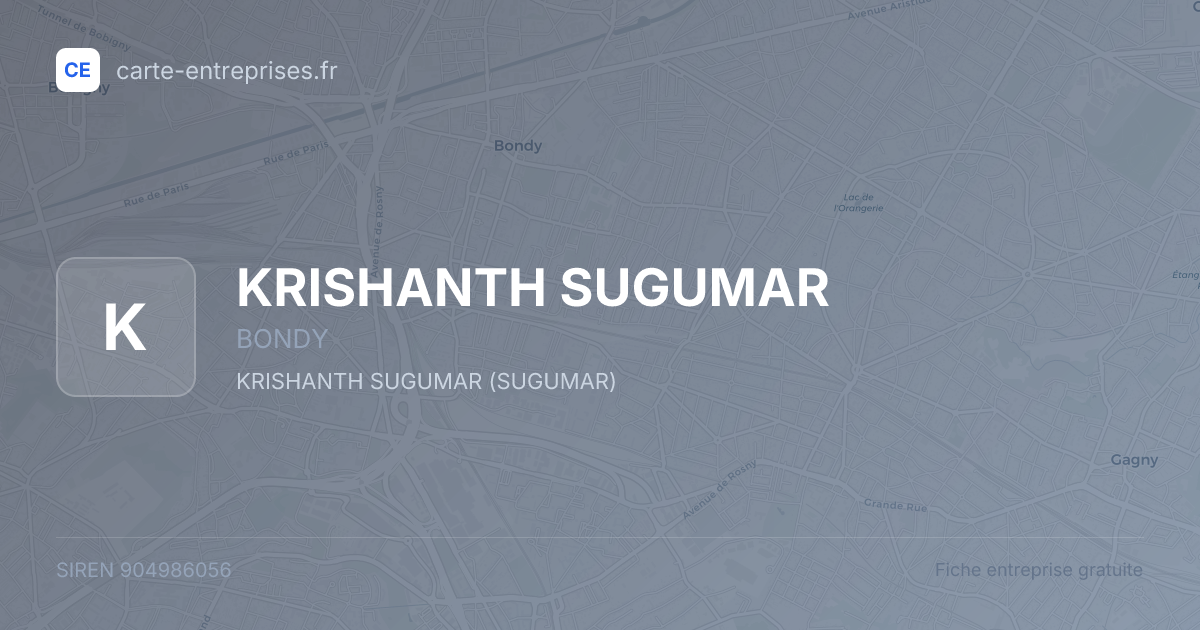 KRISHANTH SUGUMAR — 904986056 — fiche entreprise