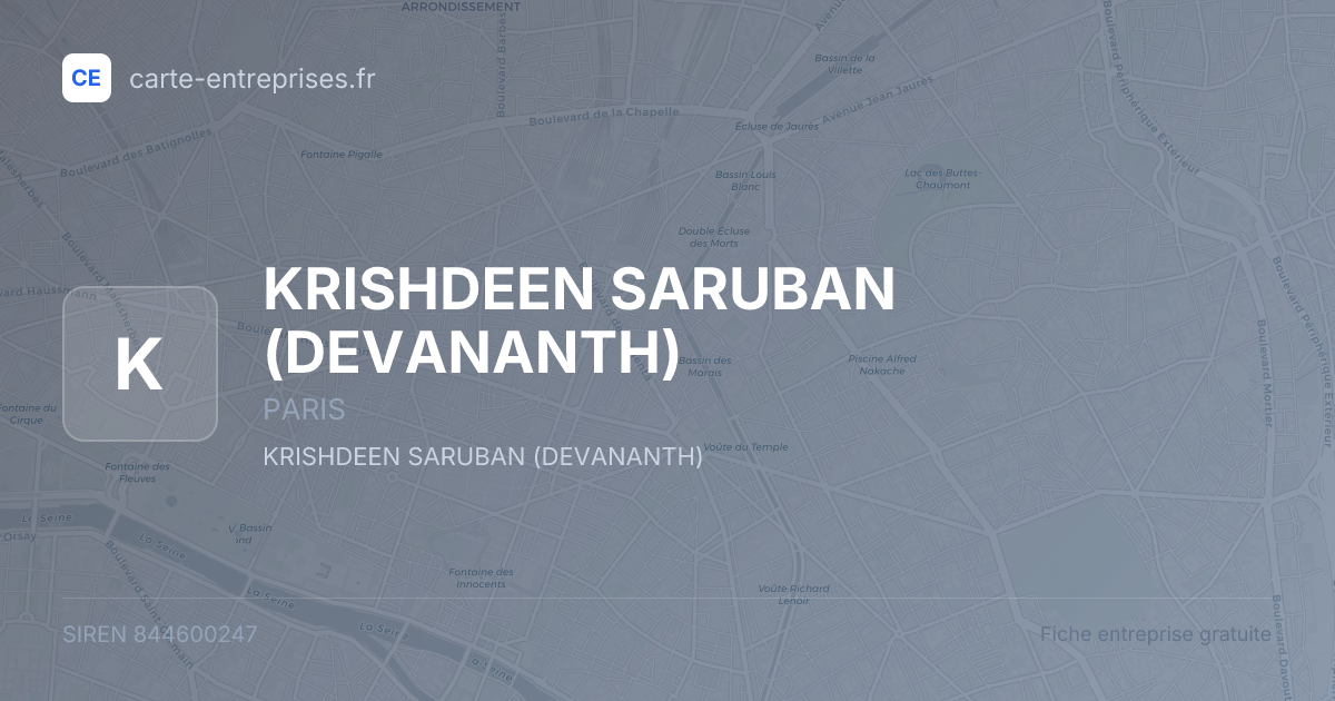 KRISHDEEN SARUBAN (DEVANANTH) — 844600247 — fiche entreprise
