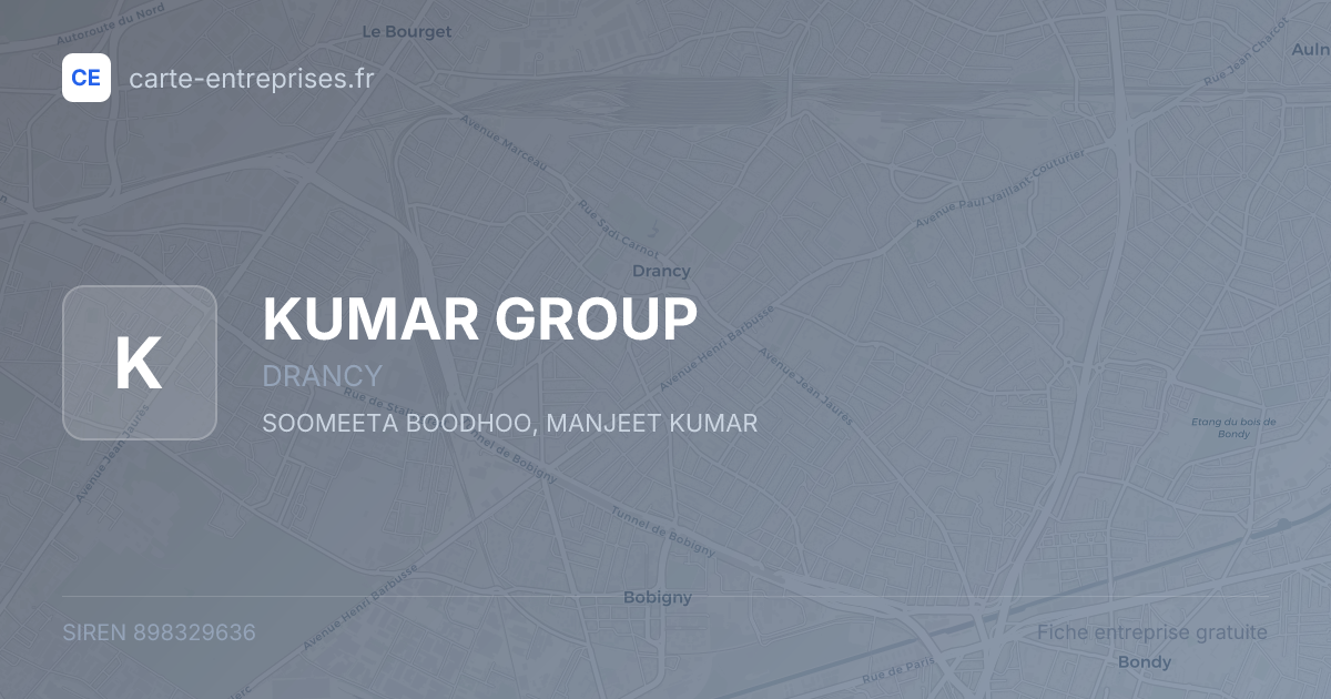 KUMAR GROUP — 898329636 — fiche entreprise