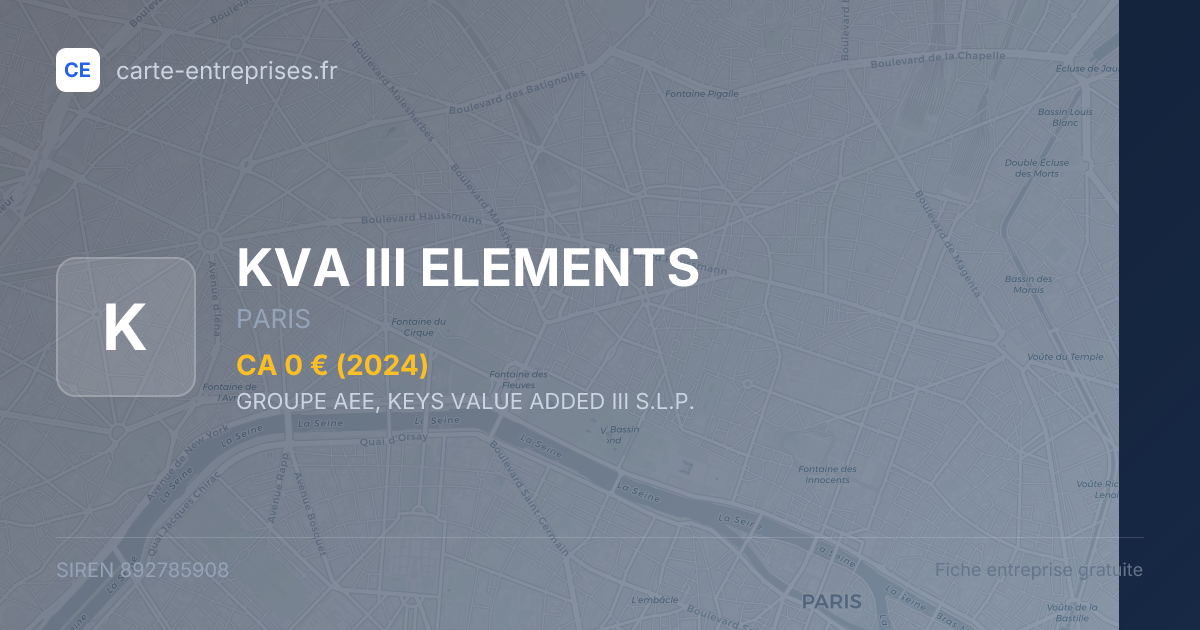 KVA III ELEMENTS — 892785908 — fiche entreprise