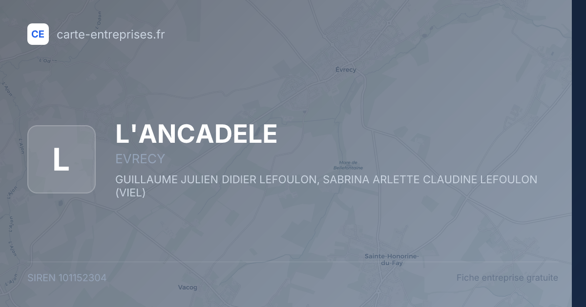 L'ANCADELE — 101152304 — fiche entreprise