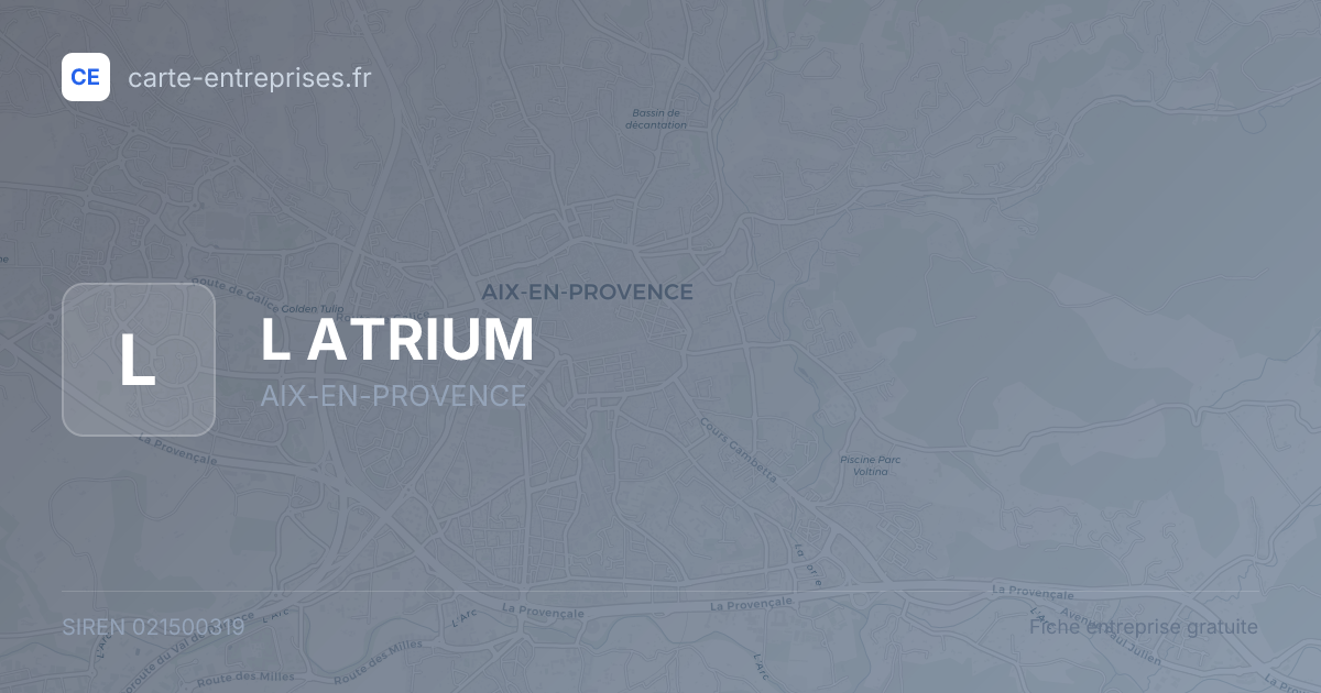 L ATRIUM — 021500319 — fiche entreprise