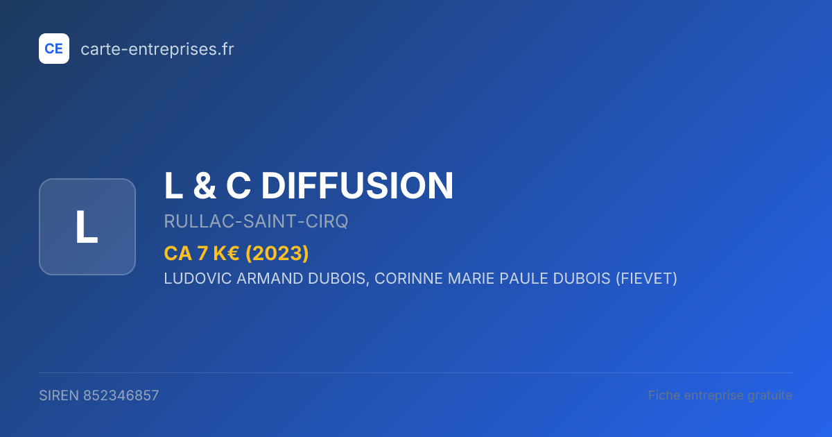 L & C DIFFUSION — 852346857 — fiche entreprise