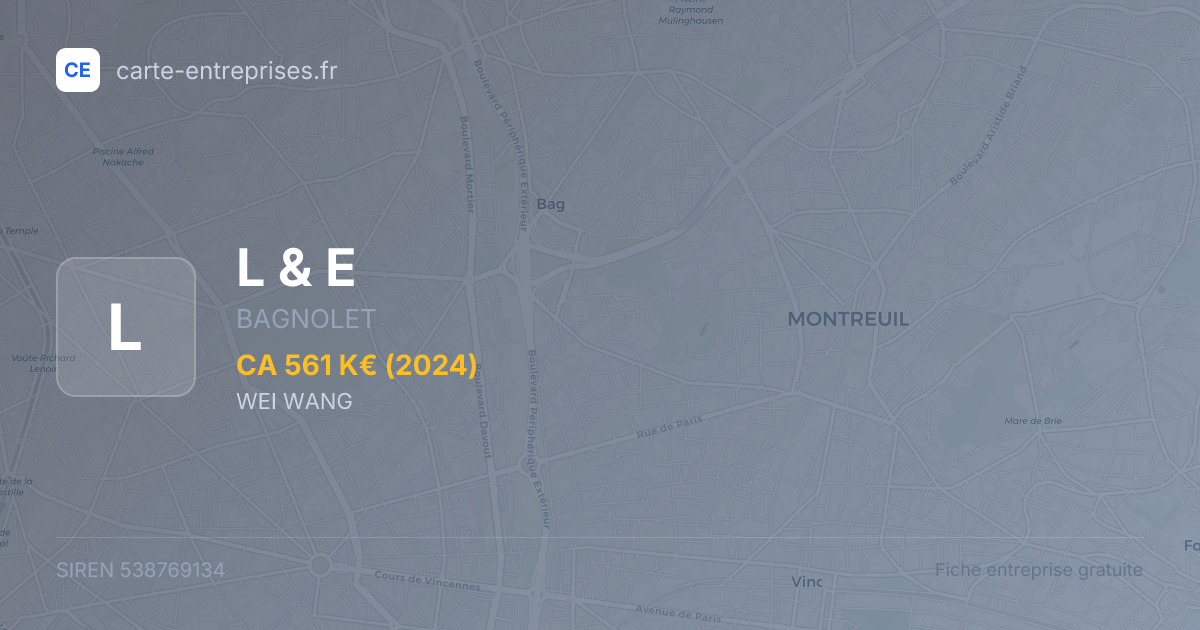L & E — 538769134 — fiche entreprise