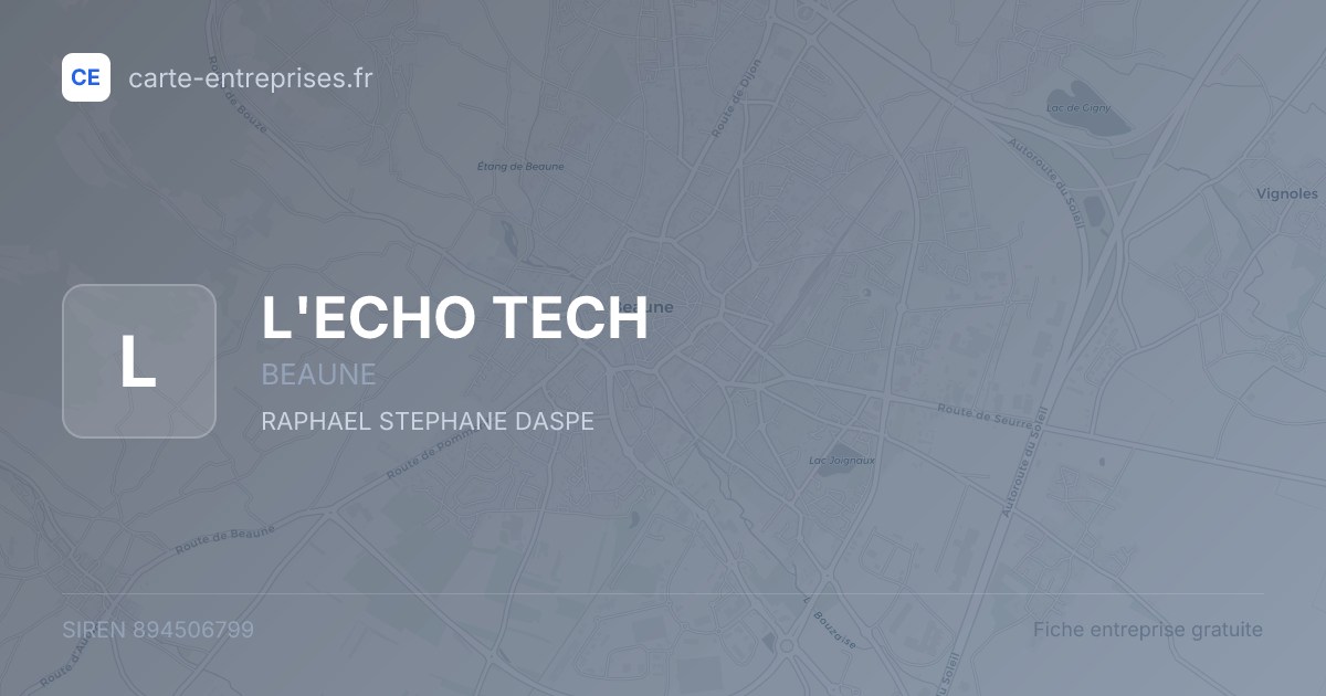 L'ECHO TECH — 894506799 — fiche entreprise
