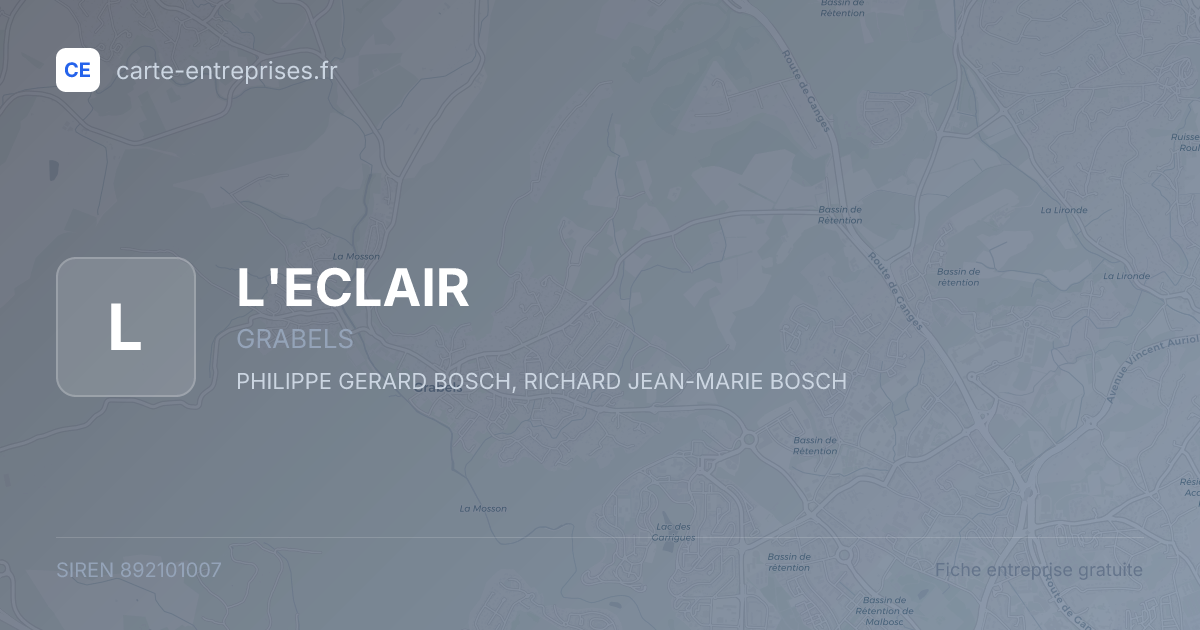 L'ECLAIR — 892101007 — fiche entreprise