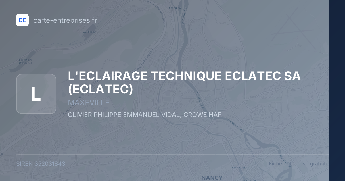 L'ECLAIRAGE TECHNIQUE ECLATEC SA (ECLATEC) — 352031843 — fiche entreprise