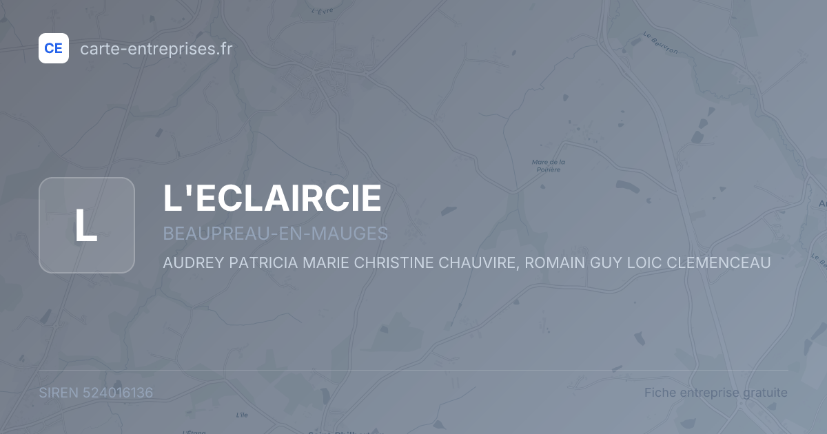 L'ECLAIRCIE — 524016136 — fiche entreprise
