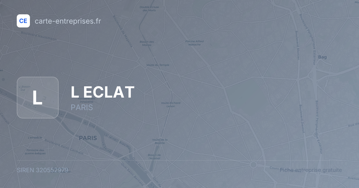 L ECLAT — 320552979 — fiche entreprise