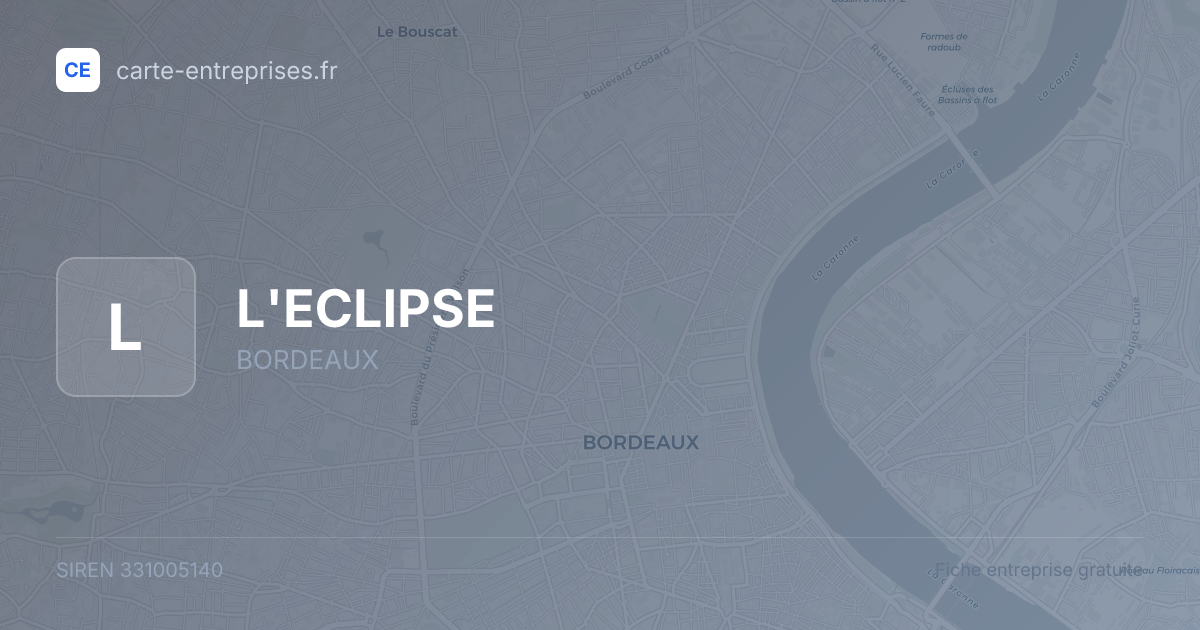 L'ECLIPSE — 331005140 — fiche entreprise