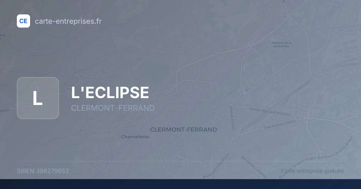 L'ECLIPSE — 398279653 — fiche entreprise