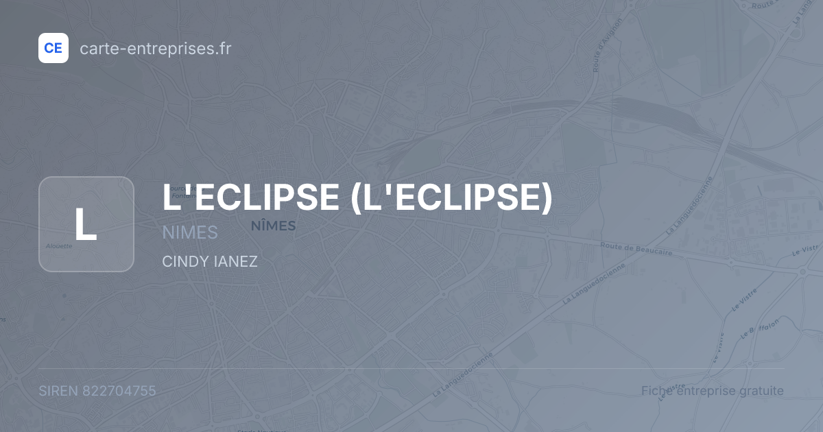 L'ECLIPSE — 822704755 — fiche entreprise