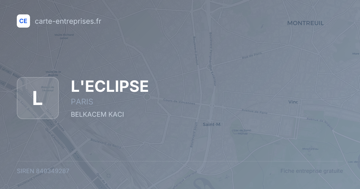 L'ECLIPSE — 849349287 — fiche entreprise