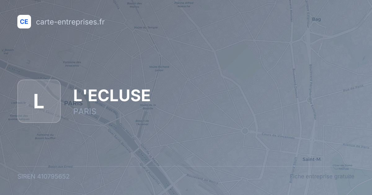 L'ECLUSE — 410795652 — fiche entreprise