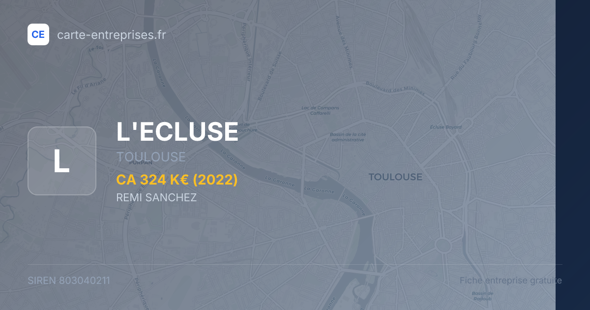L'ECLUSE — 803040211 — fiche entreprise