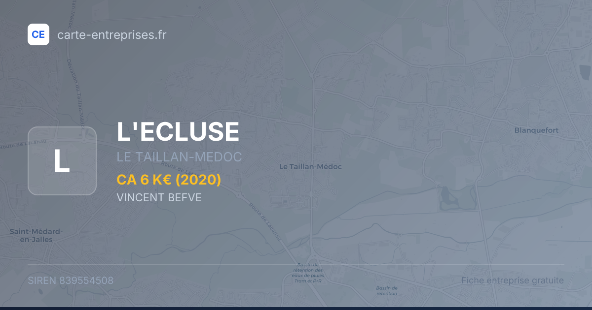 L'ECLUSE — 839554508 — fiche entreprise