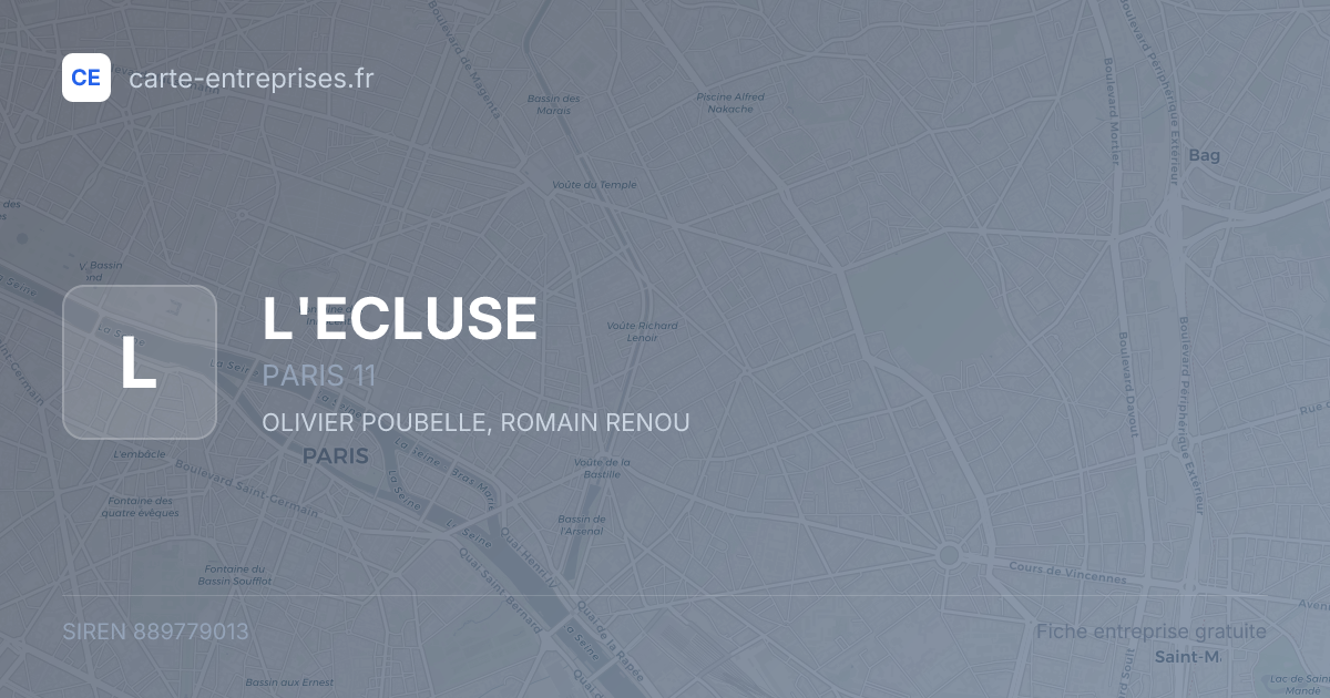 L'ECLUSE — 889779013 — fiche entreprise