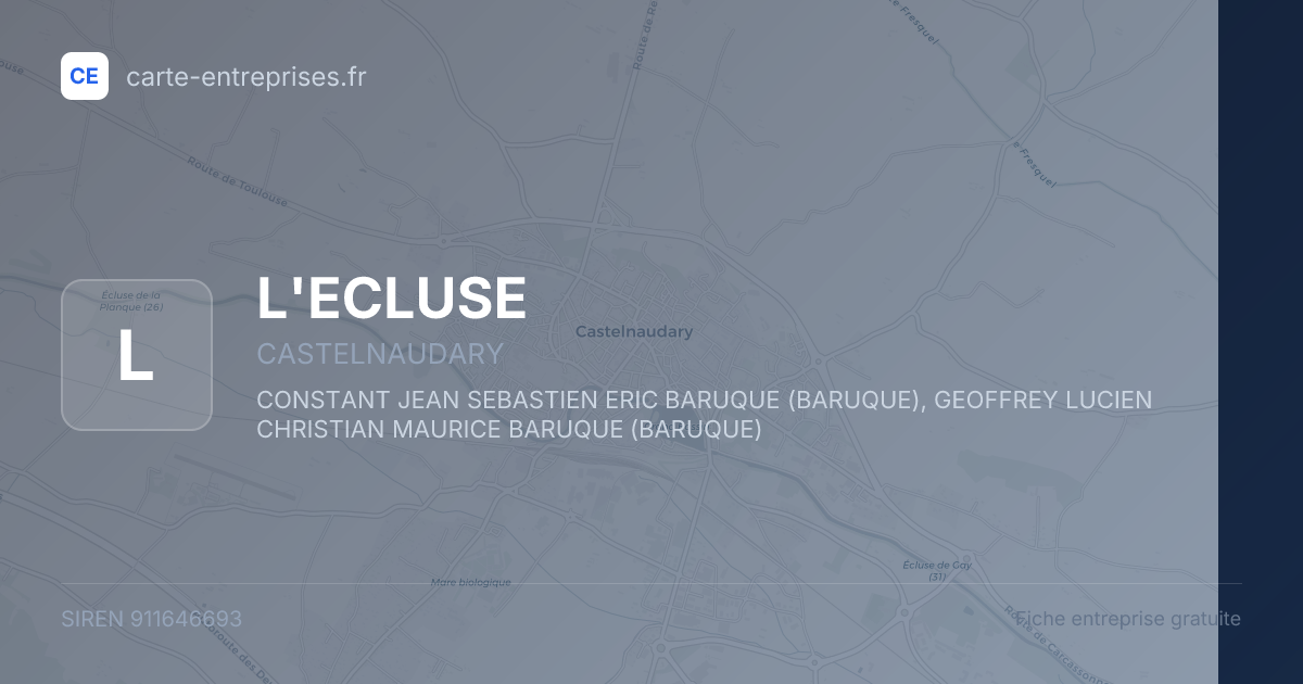 L'ECLUSE — 911646693 — fiche entreprise