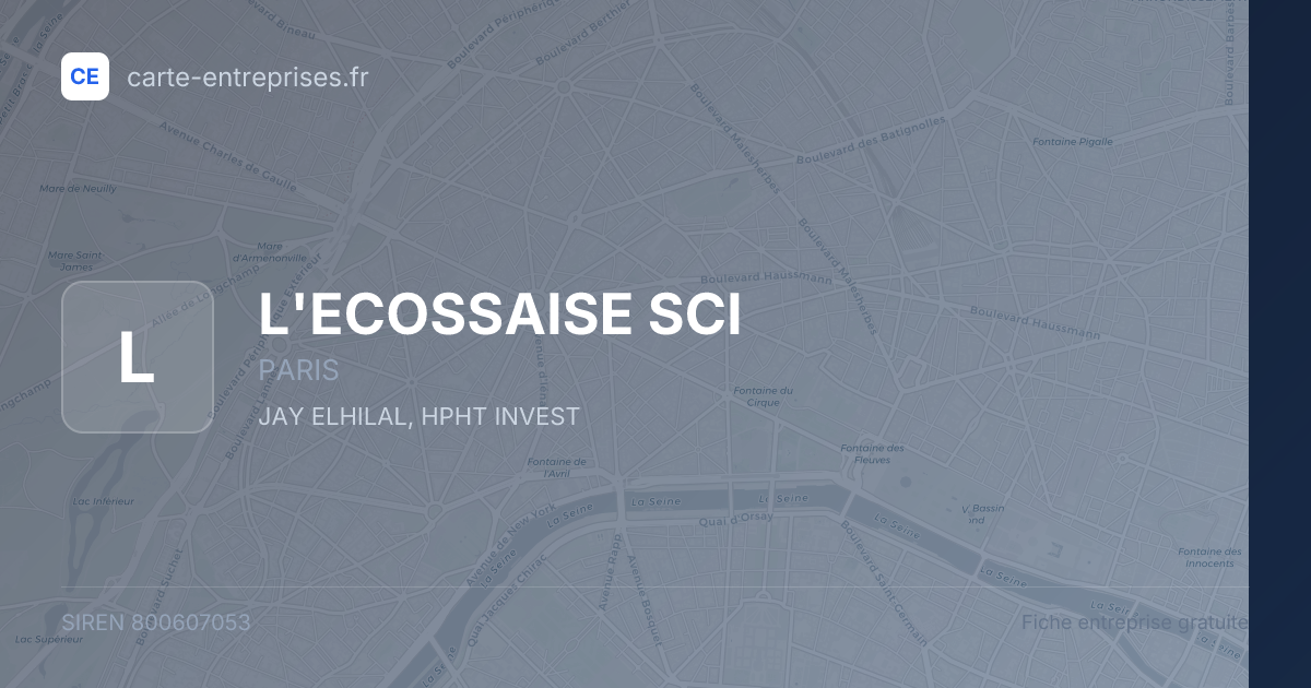 L'ECOSSAISE SCI — 800607053 — fiche entreprise