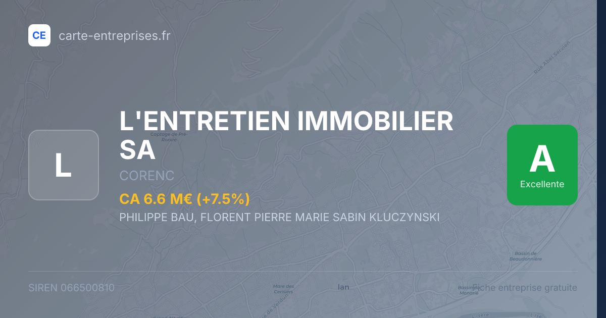 L'ENTRETIEN IMMOBILIER SA — 066500810 — fiche entreprise