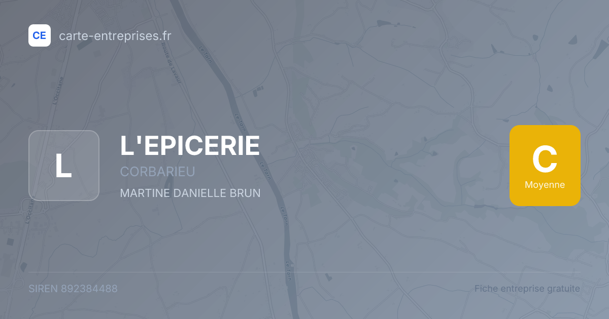 L'EPICERIE — 892384488 — fiche entreprise