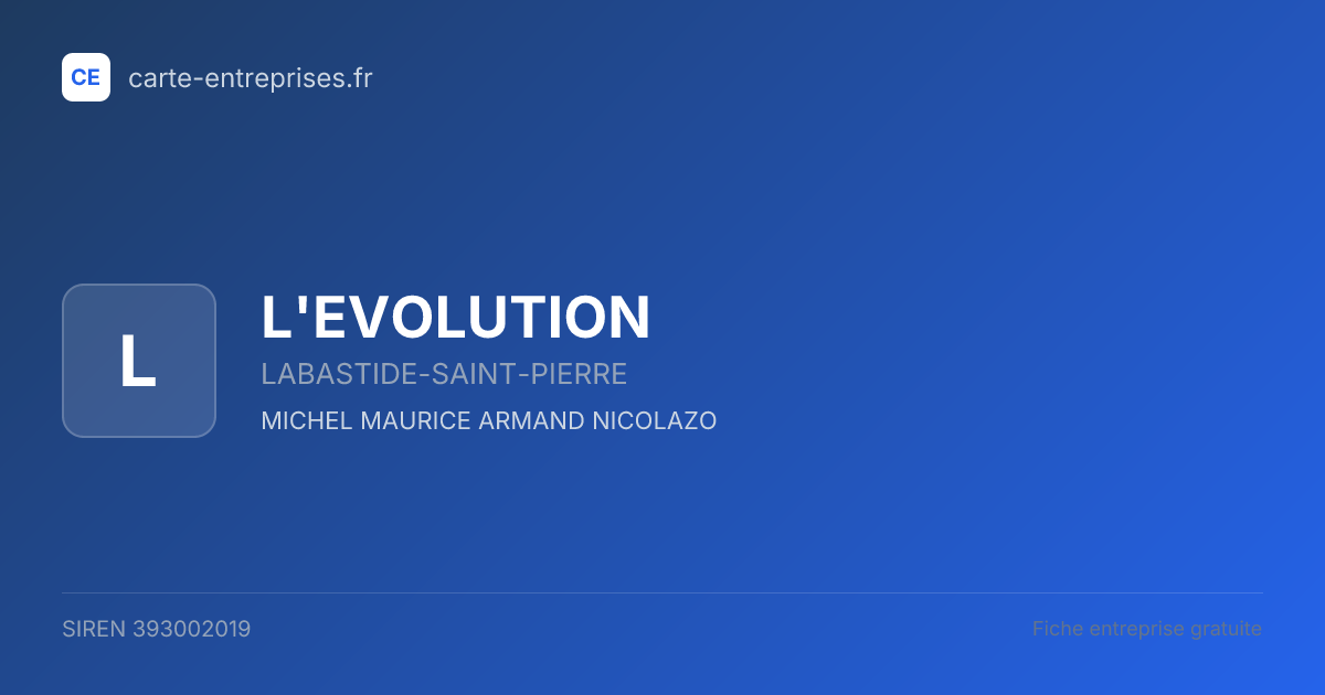 L'EVOLUTION — 393002019 — fiche entreprise