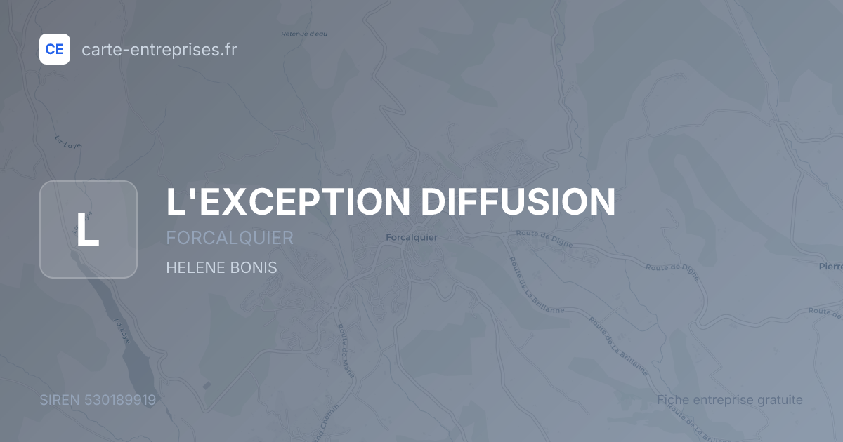 L'EXCEPTION DIFFUSION — 530189919 — fiche entreprise