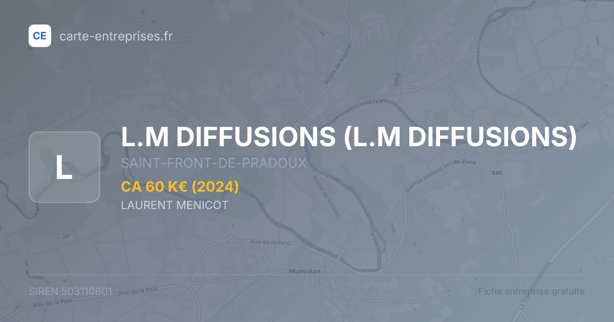L.M DIFFUSIONS — 503110801 — fiche entreprise