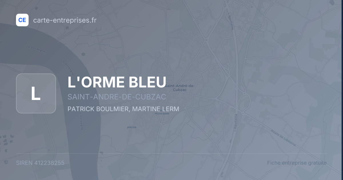 L'ORME BLEU — 412238255 — fiche entreprise