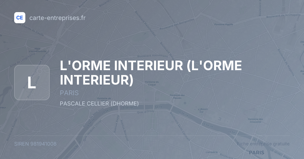L'ORME INTERIEUR — 981941008 — fiche entreprise