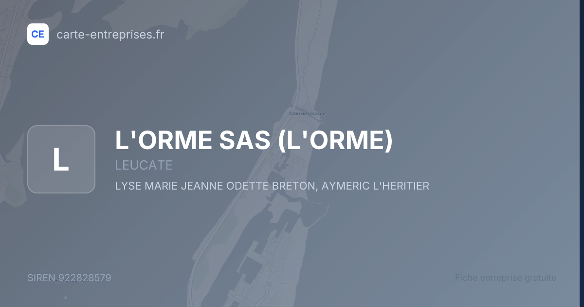 L'ORME SAS (L'ORME) — 922828579 — fiche entreprise