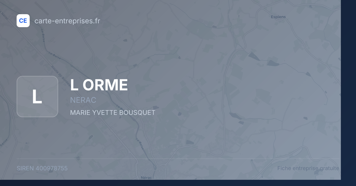 L ORME — 400978755 — fiche entreprise