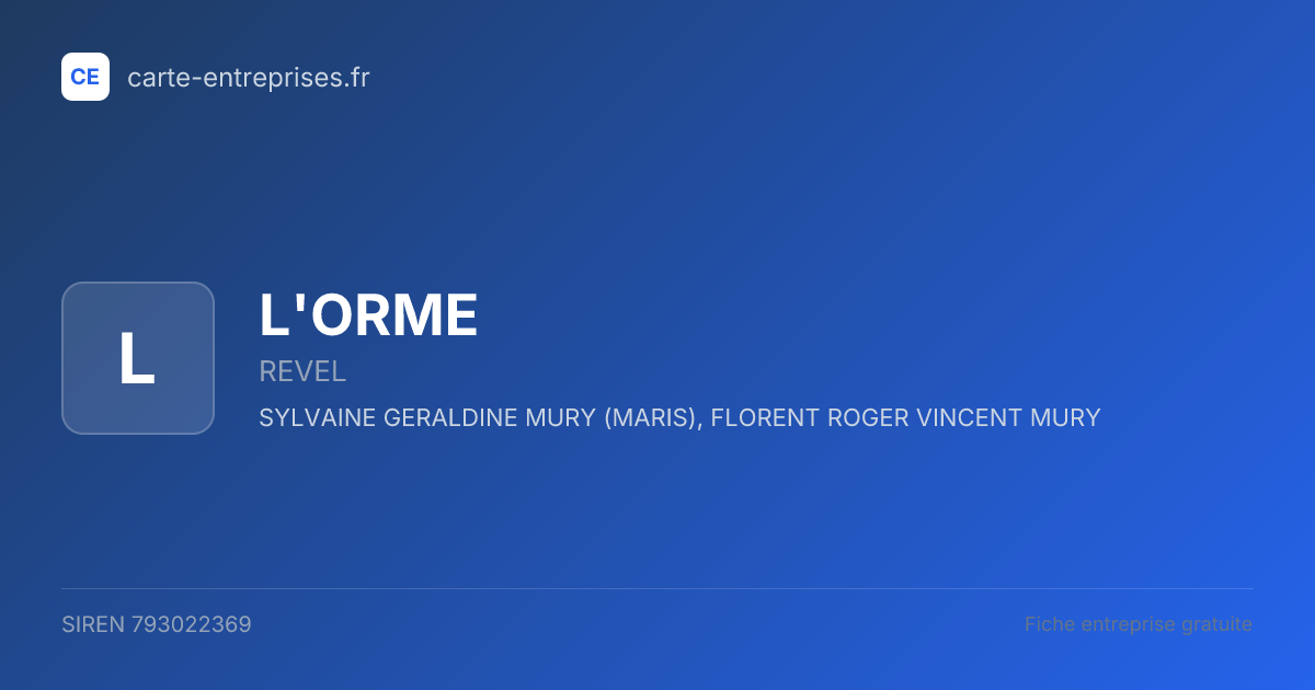 L'ORME — 793022369 — fiche entreprise