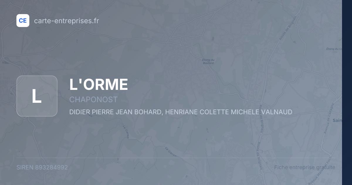L'ORME — 893284992 — fiche entreprise
