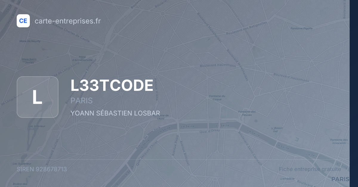 L33TCODE — 928678713 — fiche entreprise