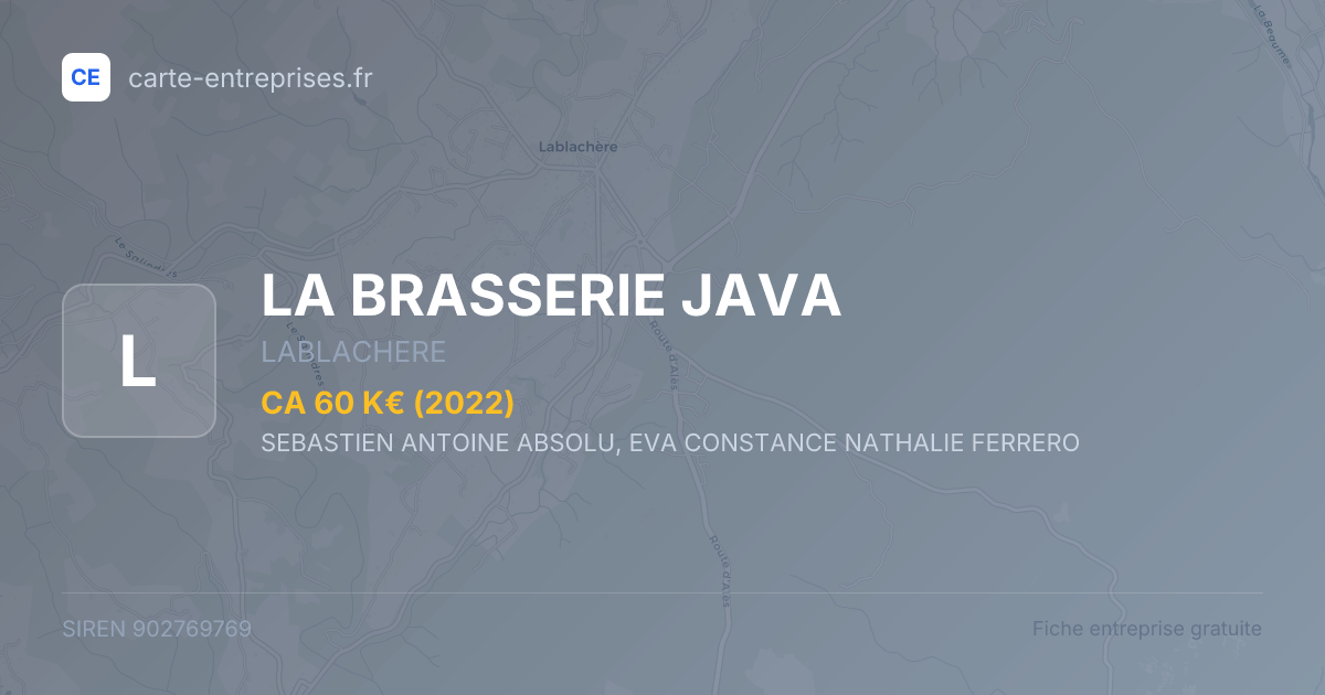 LA BRASSERIE JAVA — 902769769 — fiche entreprise