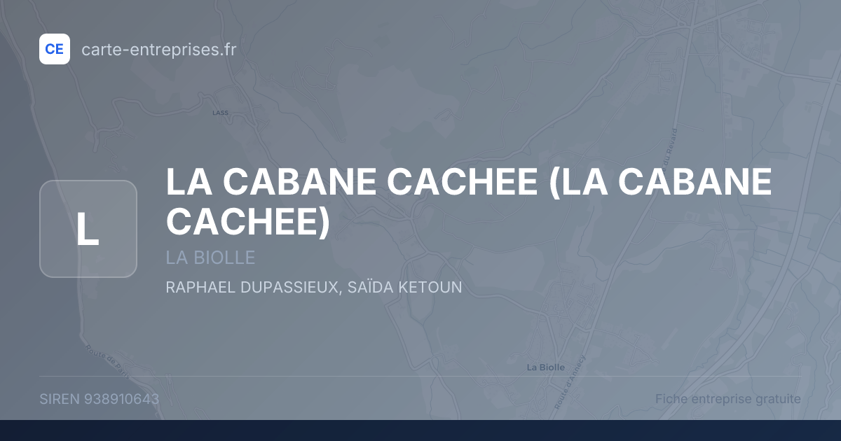 LA CABANE CACHEE — 938910643 — fiche entreprise