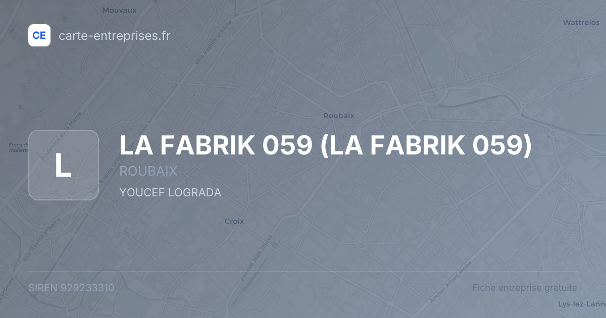 LA FABRIK 059 — 929233310 — fiche entreprise