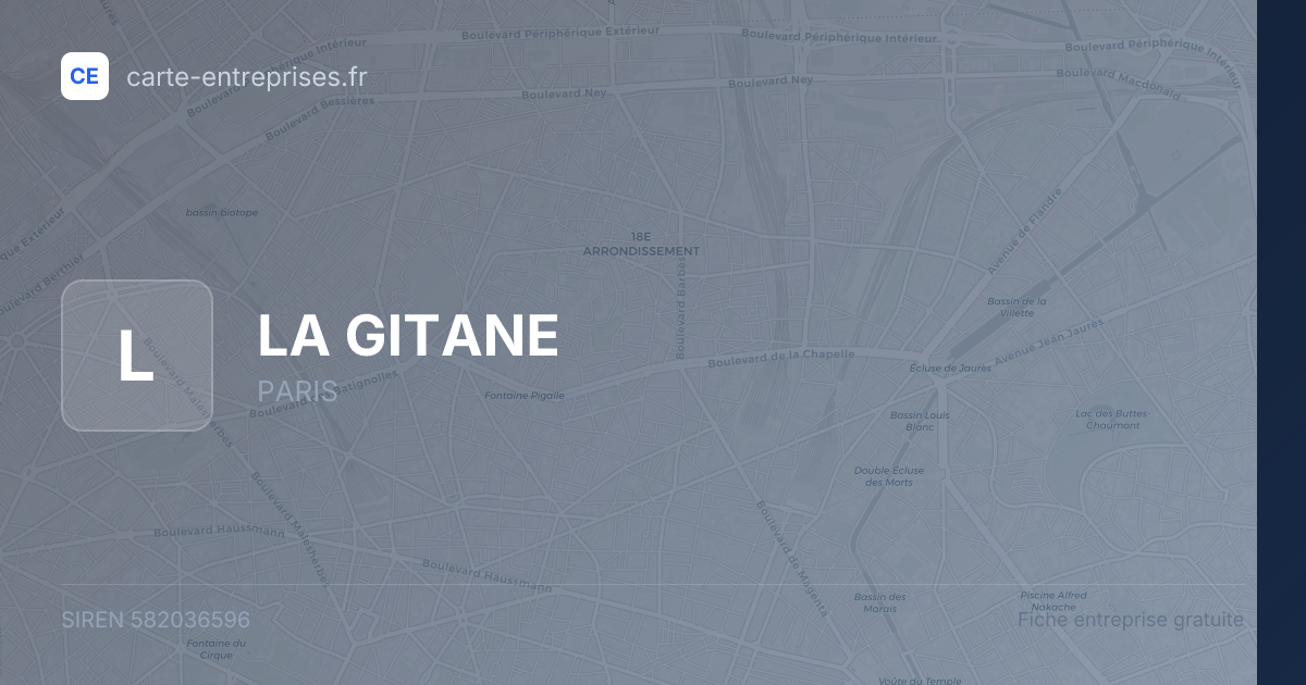 LA GITANE — 582036596 — fiche entreprise