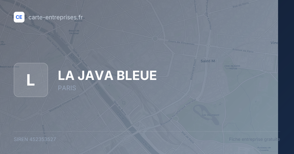 LA JAVA BLEUE — 452353527 — fiche entreprise