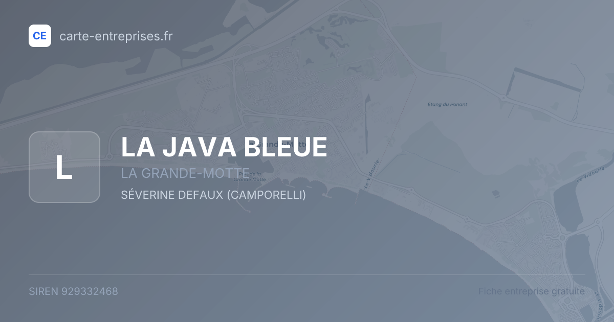 LA JAVA BLEUE — 929332468 — fiche entreprise