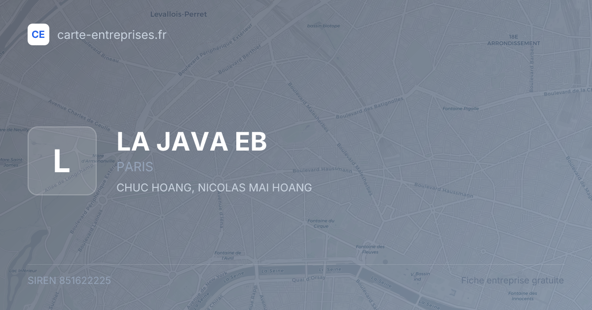 LA JAVA EB — 851622225 — fiche entreprise