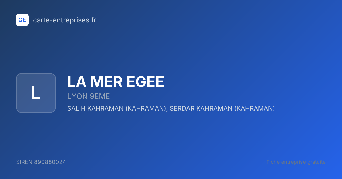 LA MER EGEE — 890880024 — fiche entreprise