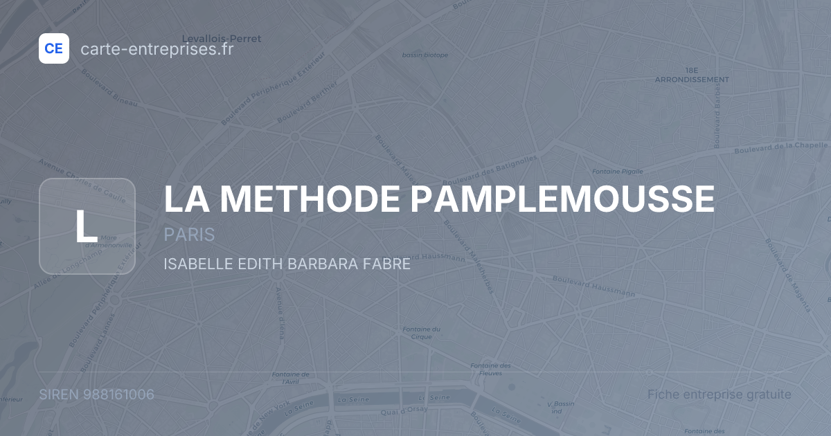 LA METHODE PAMPLEMOUSSE — 988161006 — fiche entreprise