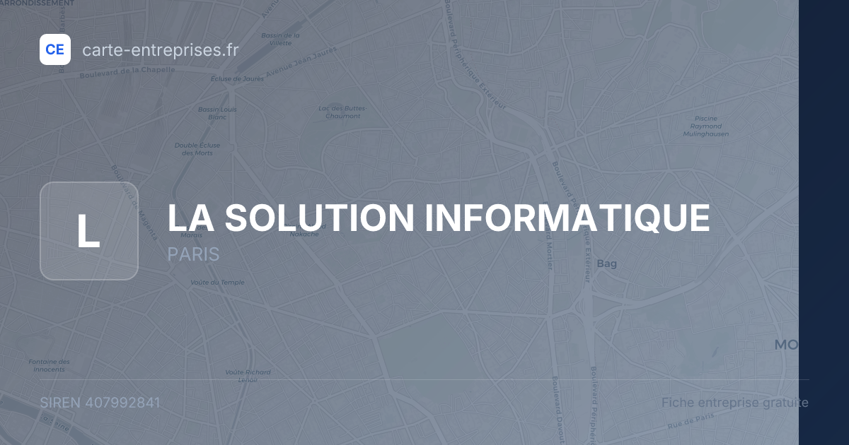 LA SOLUTION INFORMATIQUE — 407992841 — fiche entreprise