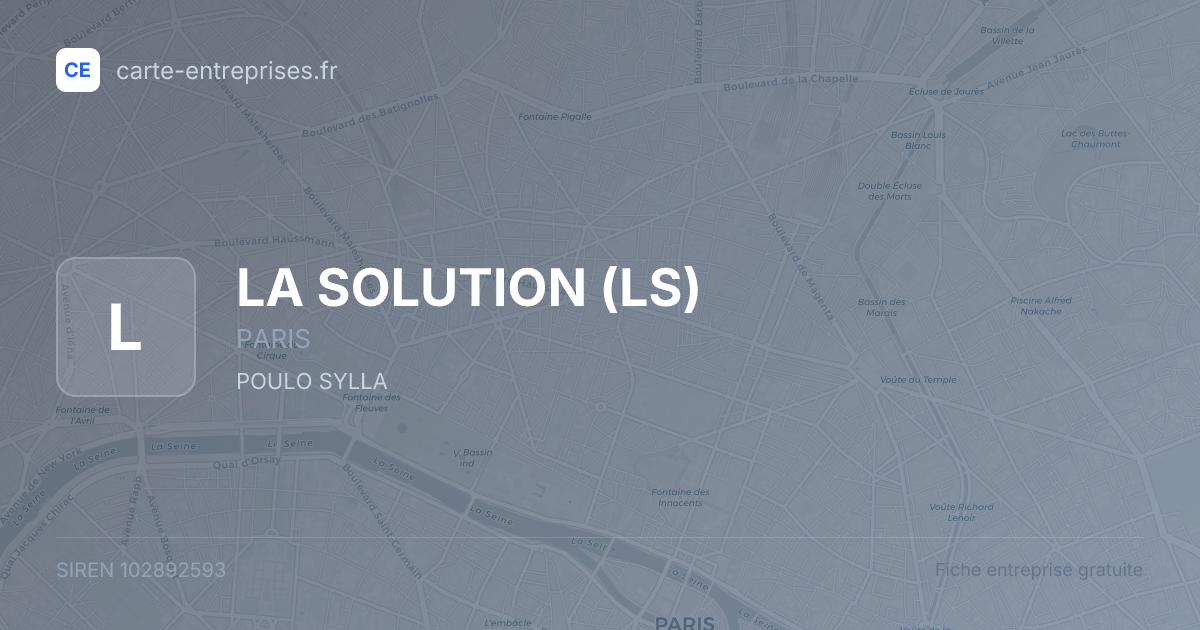 LA SOLUTION (LS) — 102892593 — fiche entreprise